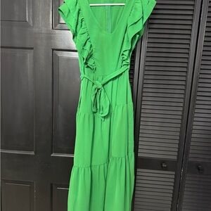 Green Ruffled Maxi Dress